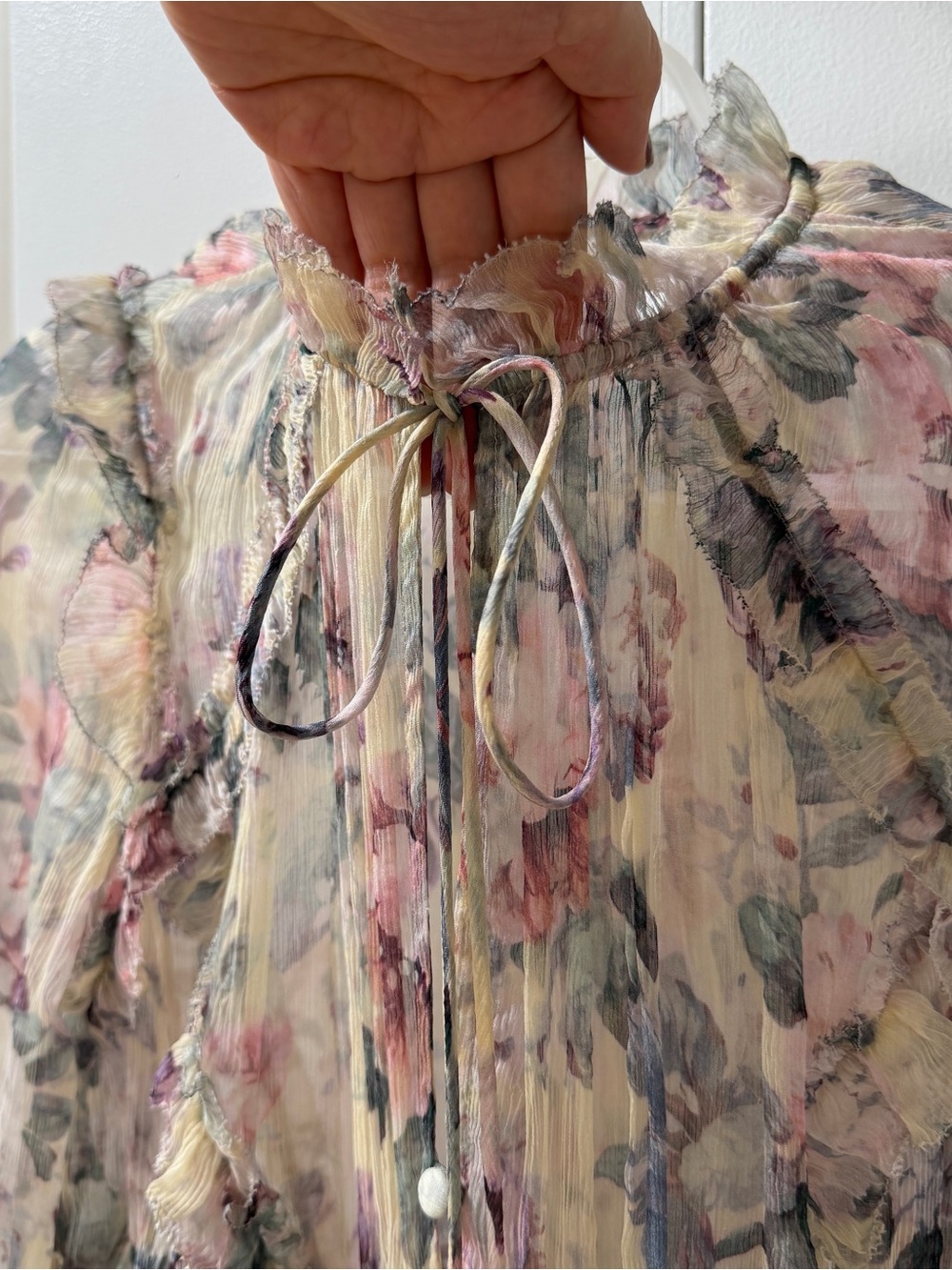Zimmermann Sheer Silk Floral Ruffle Top - Pre-owned SZ 1 - Picture 2 of 8